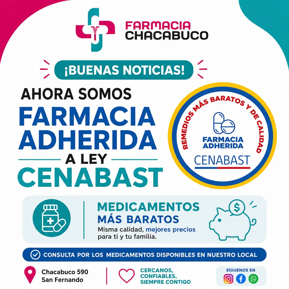 Farmacia Chacabuco ahora es farmacia adherida a la Ley CENABAST, con medicamentos más baratos y de calidad